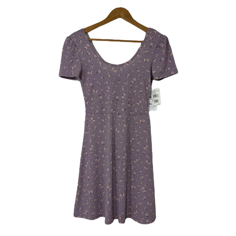 La La Land Creative Co Women’s Size Small Dusty Lilac Floral Scoop Mini Dress
